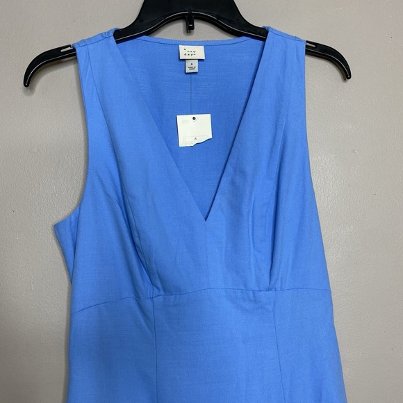 A New Day Mini Dress Women's‎ Size 6 Blue Fit & Flare V-Neck Elastic Back Waist - Picture 3 of 13